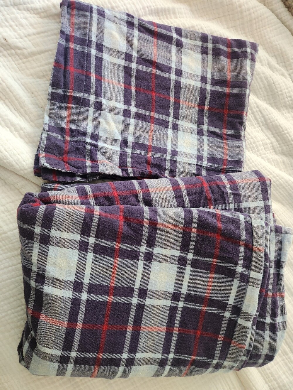 Pottery Barn Kids Blue  Plaid Flannel Duvet and Sham with Red Accents,size Twin